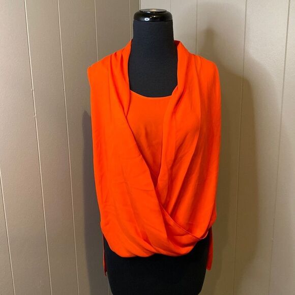 Vince Camuto Small Sleeveless Blouse High Low Hem Attached Cowl/Wrap - Picture 1 of 7